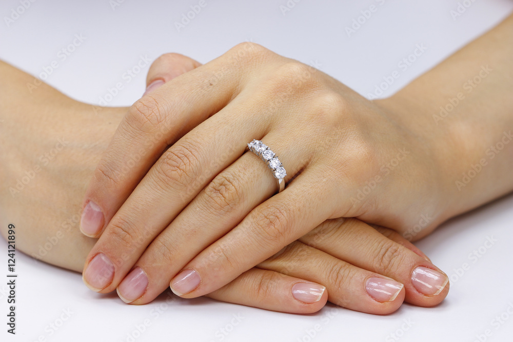 Close up of female hands with ring Close up of female hands with ring