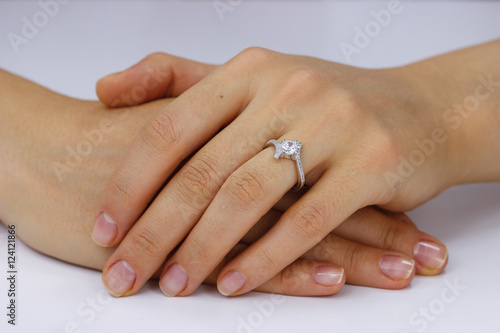 Close up of female hands with ring