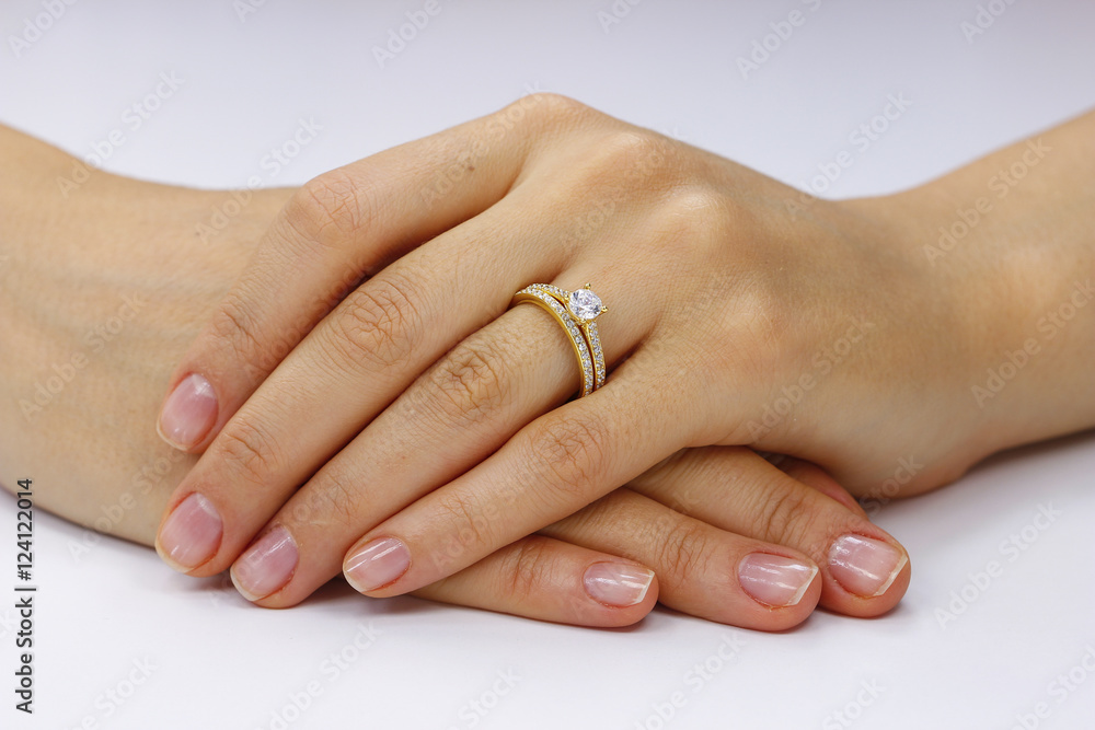 Close up of female hands with ring Close up of female hands with ring