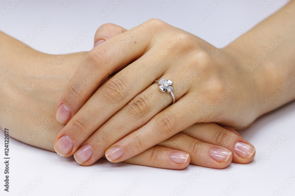 Close up of female hands with ring Close up of female hands with ring
