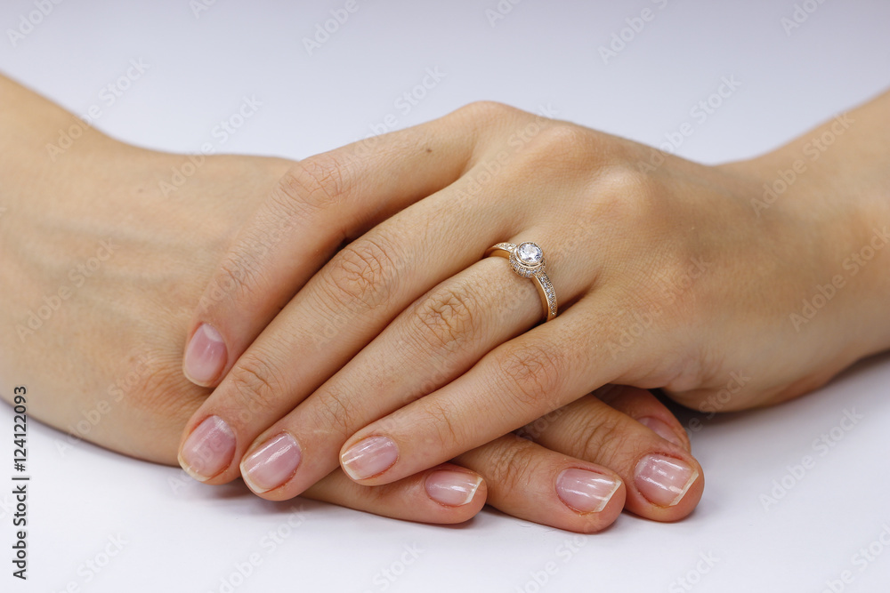 Close up of female hands with ring Close up of female hands with ring