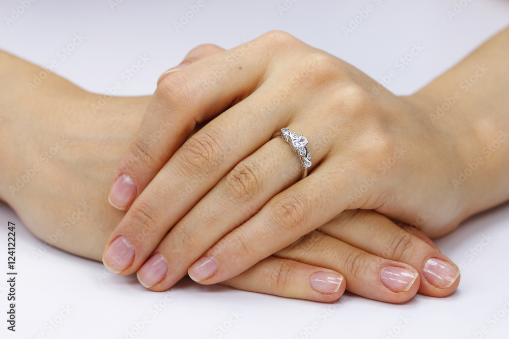Close up of female hands with ring Close up of female hands with ring