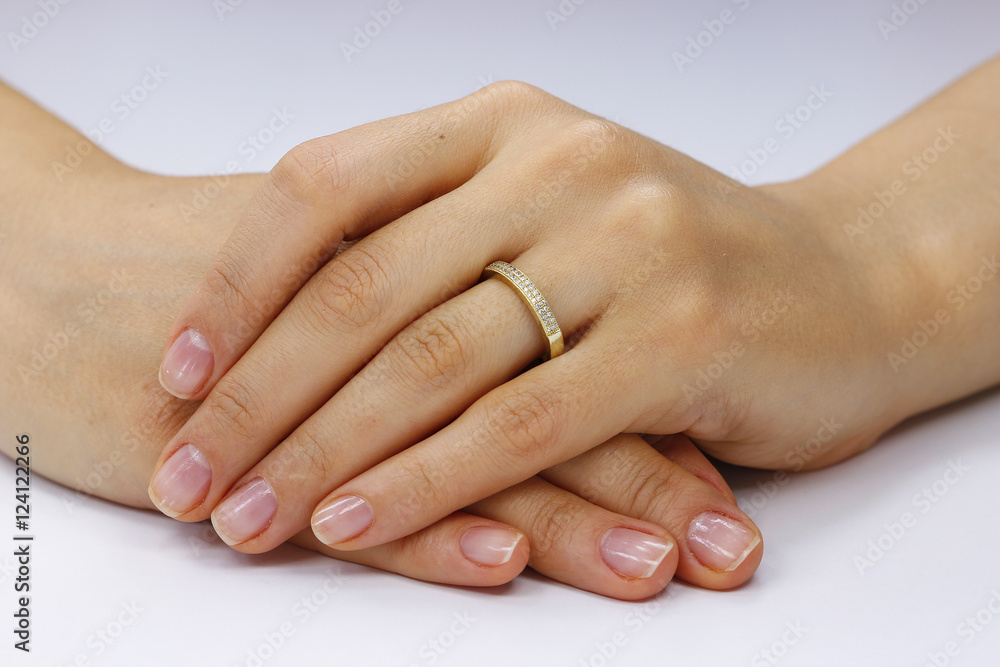Close up of female hands with ring Close up of female hands with ring