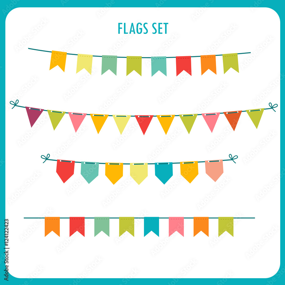 Flags Garlands Colors Vector Set. Vector On White Background. Vector Holiday Clip Art. Holiday Garland Ideas. Holidays Garland Sale. Holiday Garland Images. Commercial Holiday Garlands.