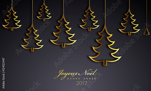 Carte de vœux 2017 avec sapins dorés