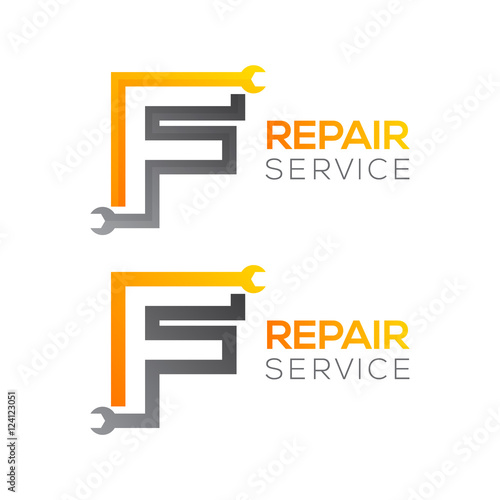 Letter F with wrench logo,Industrial,repair,tools,service and maintenance logo for corporate identity