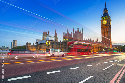 Big Ben and Palace of Westminster in London at night, UK