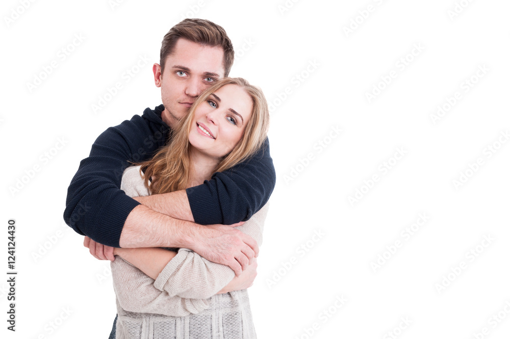 Attractive couple being affective and looking happy Attractive couple being affective and looking happy