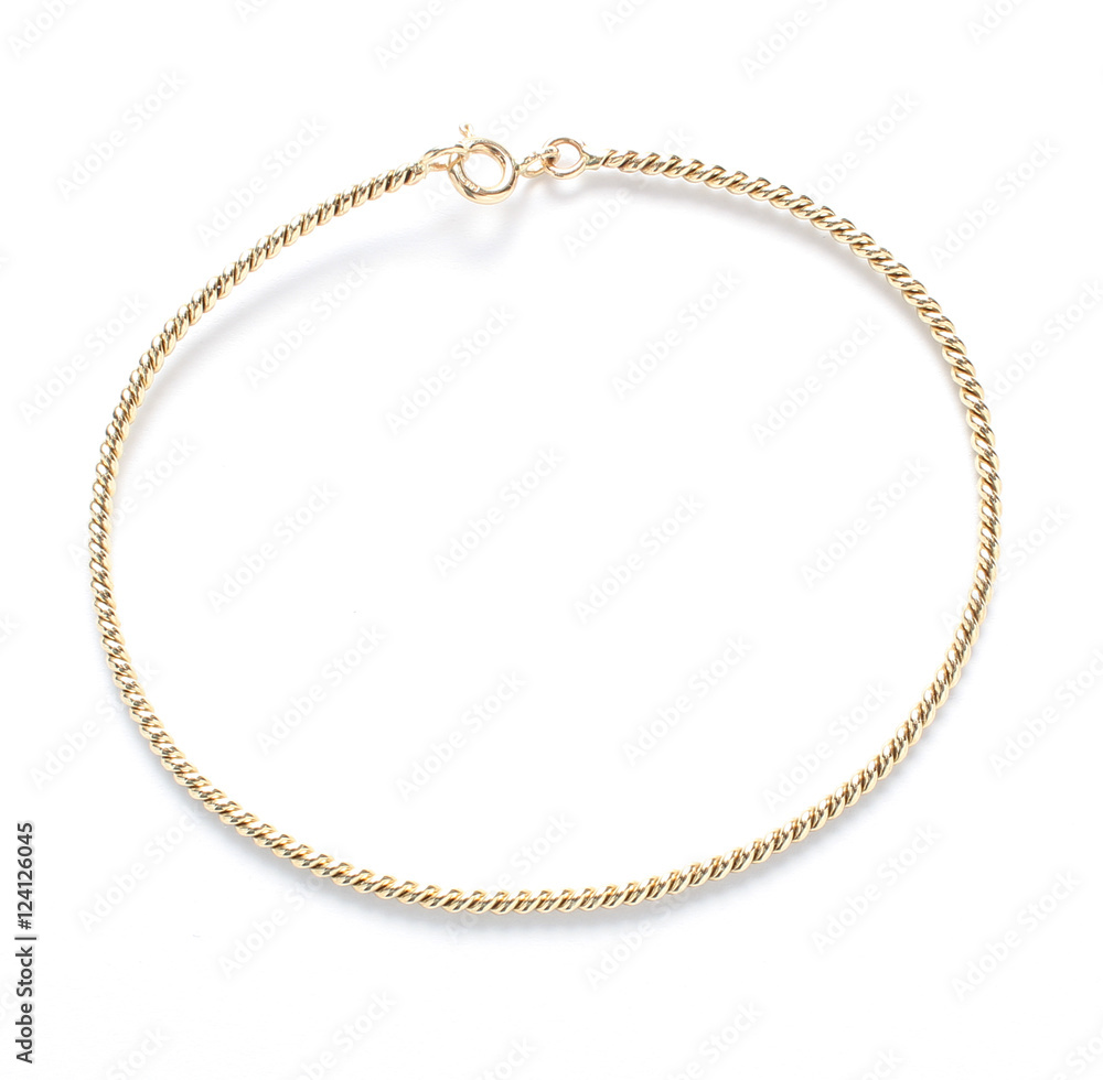 Gold bracelet isolated on white background Gold bracelet isolated on white background