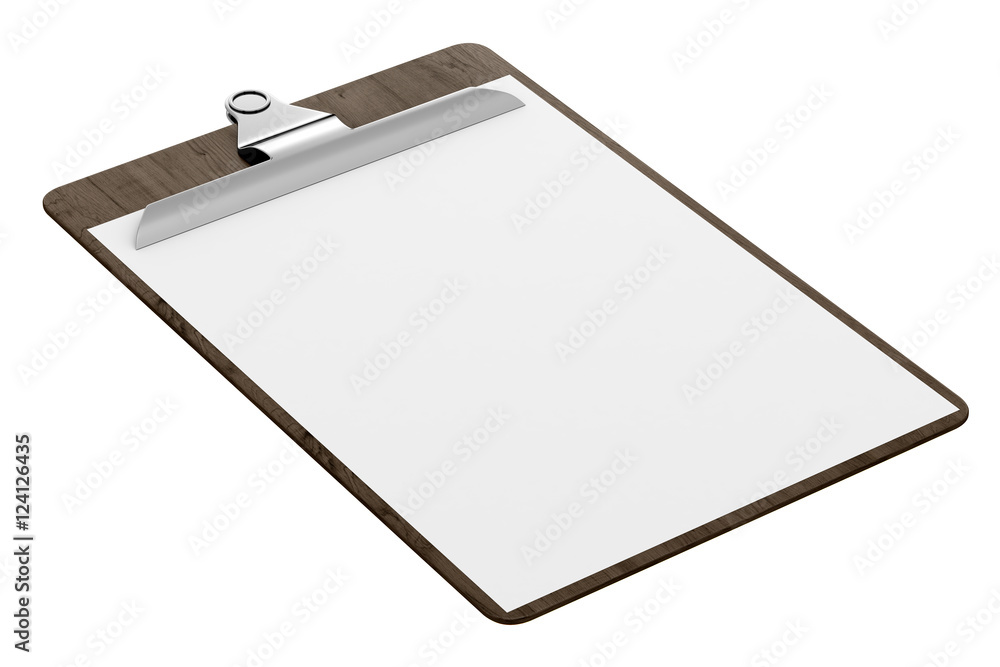 wooden clipboard with blank paper isolated on white background wooden clipboard with blank paper isolated on white background