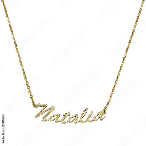 Golden pendant with word 
