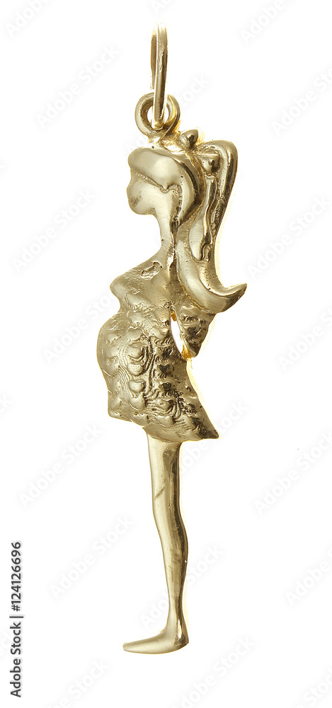 Fototapeta premium Golden pendant isolated on white