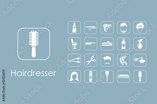 Set of hairdresser simple icons