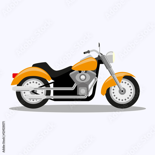 Motorcycle icon in flat style. Vector illustration of chopper motorcycle