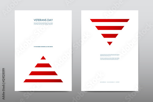 Set of Veterans Day brochure, poster templates in USA flag style. Beautiful design and layout