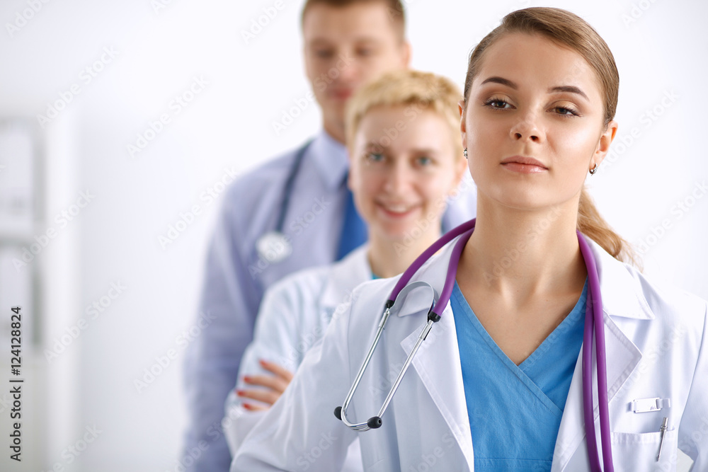 Portrait of doctor in front of colleagues Portrait of doctor in front of colleagues