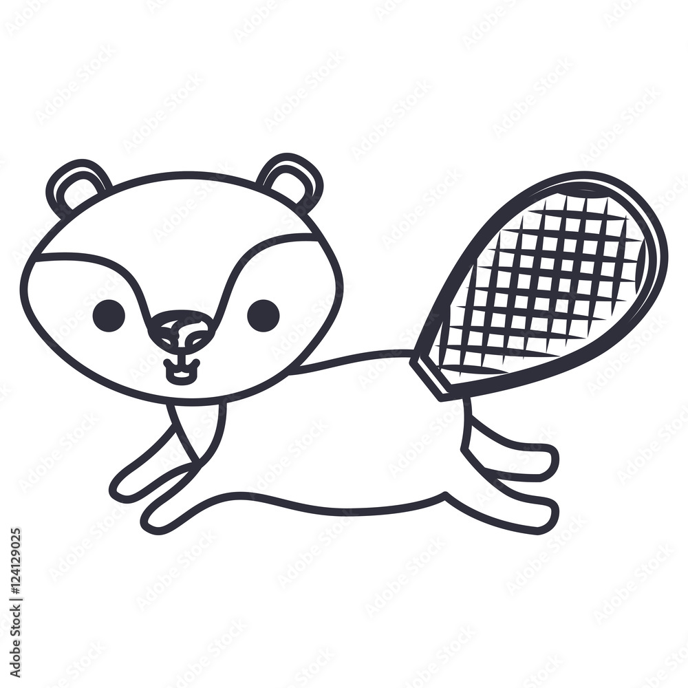 Fototapeta premium beaver cartoon icon. Cute animal creature and little theme. Isolated design. Vector illustration