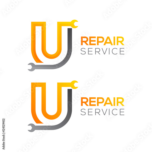 Letter U with wrench logo,Industrial,repair,tools,service and maintenance logo for corporate identity