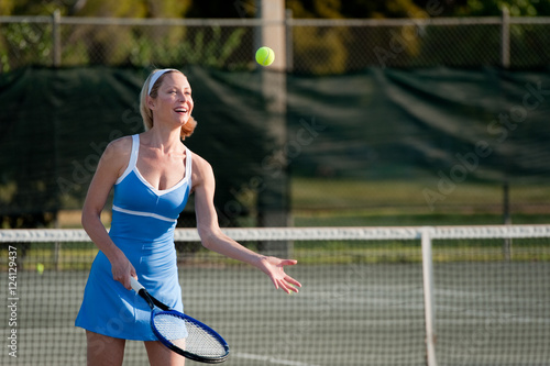 Blond Woman Playing Tennis