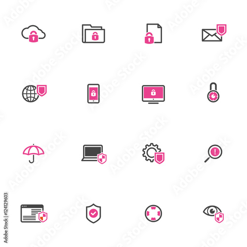 Data security protection icons set