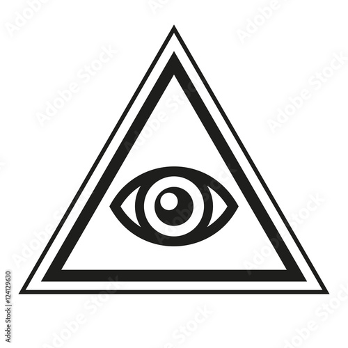 Masonic Symbol. All Seeing Eye Inside Pyramid Triangle Icon. Vector