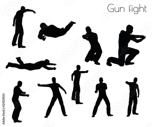 man in gunfight Action pose