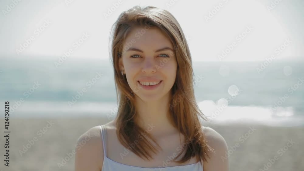 Portrait of the young girl who looks happy Portrait of the young girl who looks happy