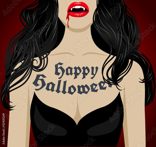 Sexy vampire with blood