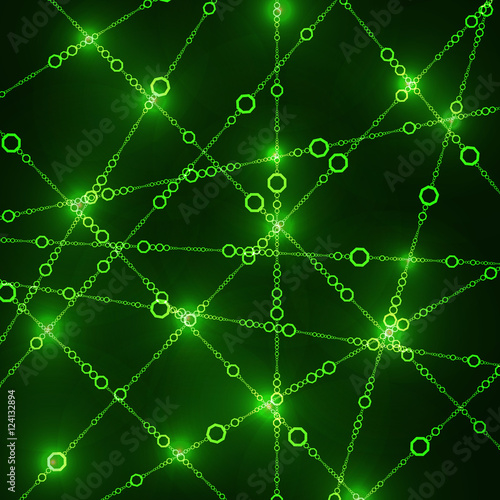 Connecting dots - Connection Business and Science concept. Green