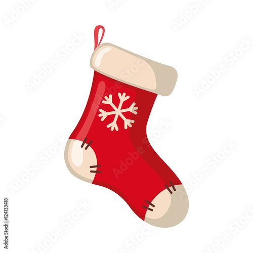 Christmas sock icon in flat style.