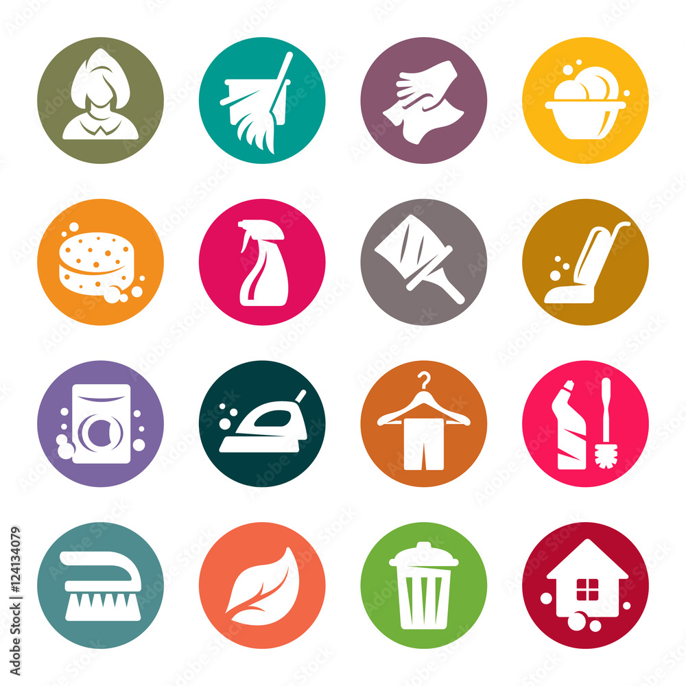 Cleaning service vector icon set