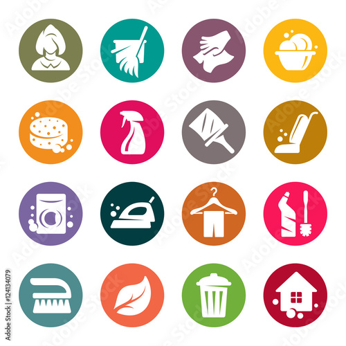 Cleaning service vector icon set