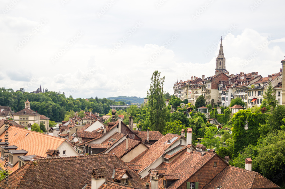 View to the roofs of the historical buildings in Bern, Switzerland
