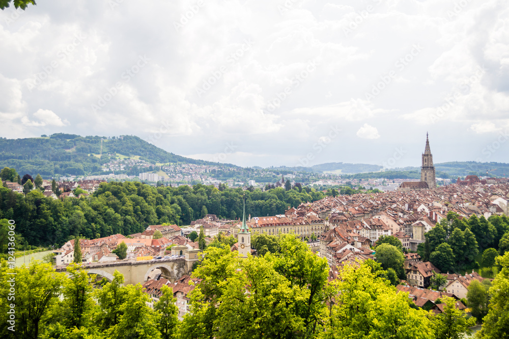 Panoramic view on the magnificent old town of Bern, capital of Switzerland