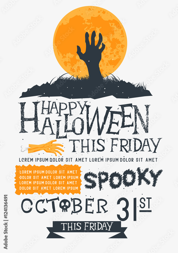 Halloween party design text and layout for october. Vector illustration.