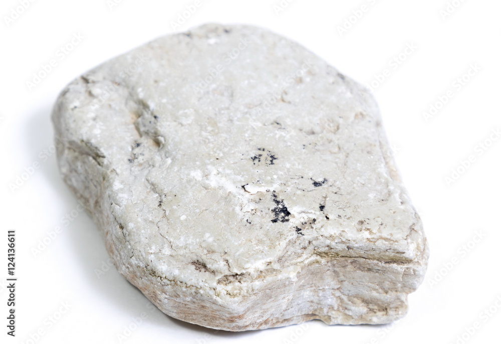 Single natural stone on white background Single natural stone on white background