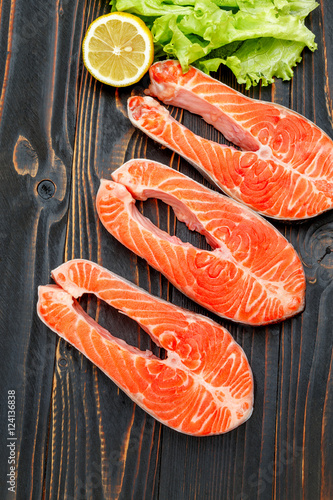 Fresh Raw Salmon Red Fish Steak