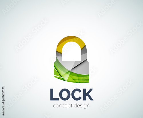 Lock logo business branding icon, created with color overlapping elements photo