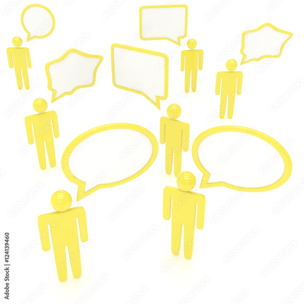 people with talk bubbles isolated over a white background. 3d rendering. people with talk bubbles isolated over a white background. 3d rendering.
