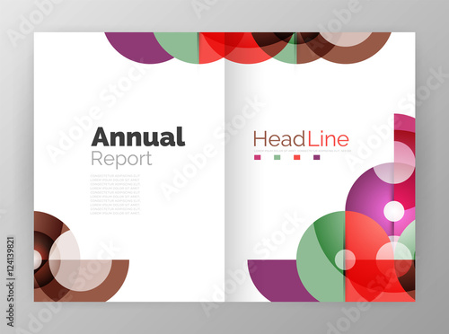 Transparent circle composition on business annual report flyer