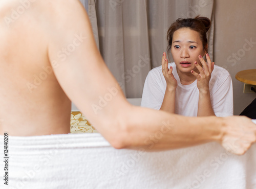 asian husband and his beautiful wife during intimacy / sex on bed Stock Photo Adobe Stock