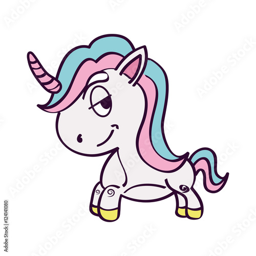 cute unicorn drawn icon vector illustration design © djvstock