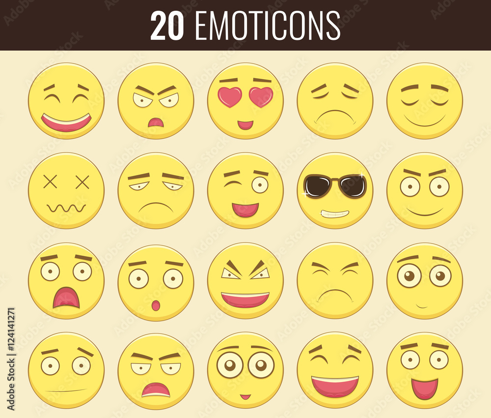Emoticon set. Emoticon for web site, chat, sms. Modern flat design. Vector Emoticon set. Emoticon for web site, chat, sms. Modern flat design. Vector