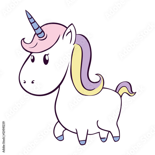 cute unicorn drawn icon vector illustration design