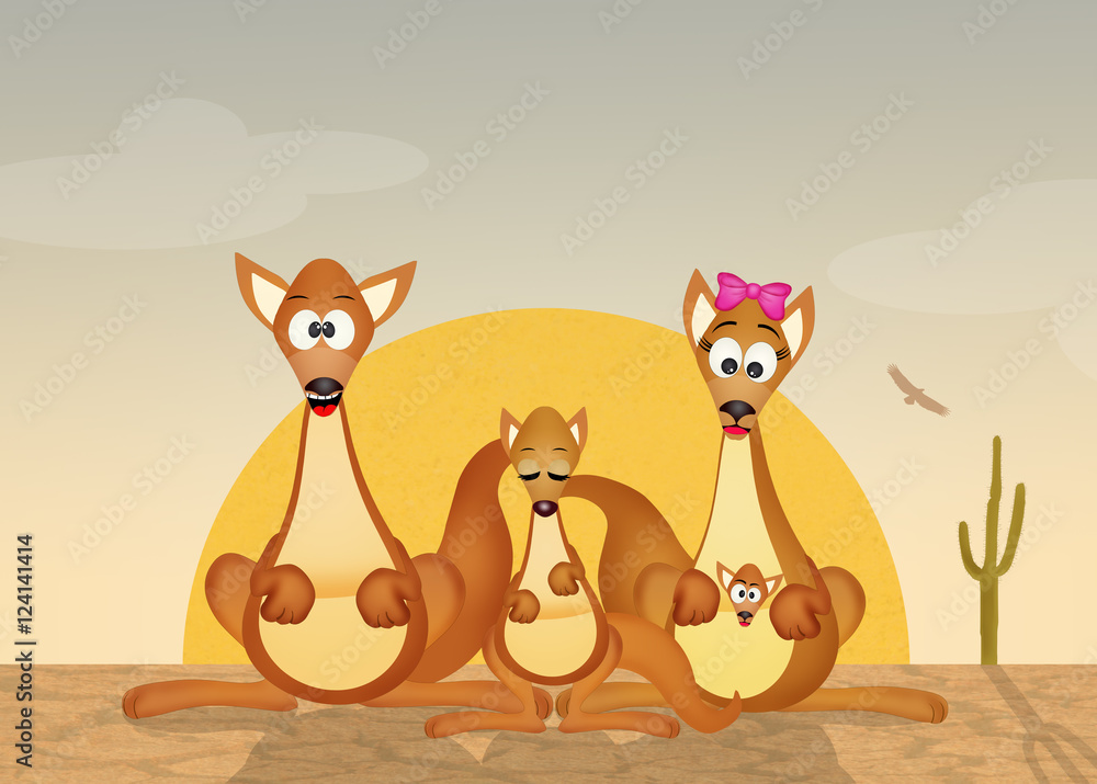 family of kangaroos