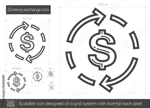 Currency exchange line icon.