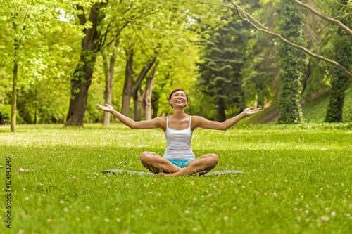 lifestyle concept - beautiful happy woman enjoying relax outdoor