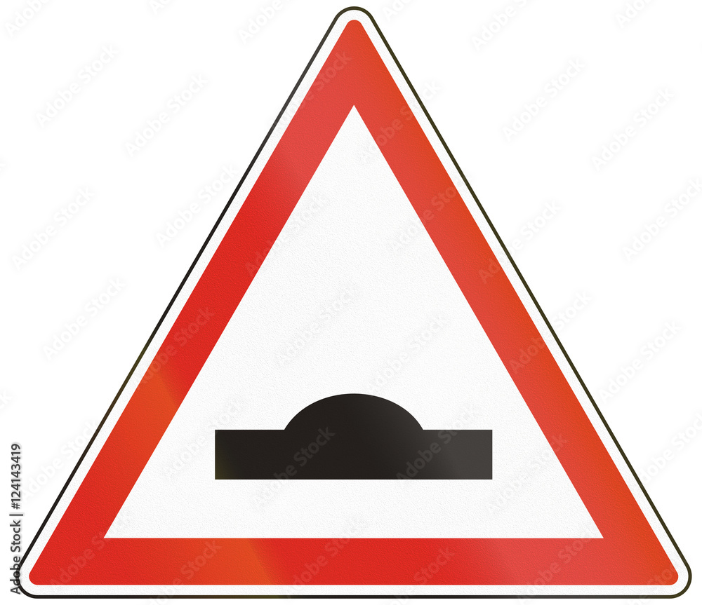 Hungarian warning road sign - Speed bump Hungarian warning road sign - Speed bump