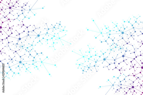 Structure molecule atom dna and communication background. Concept of neurons. Connected lines with dots. Illusion nervous system. Medical scientific backdrop. Vector illustration.
