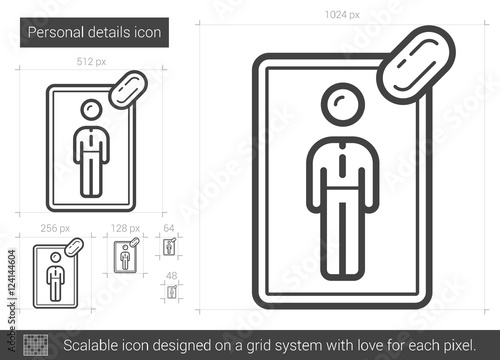 Personal details line icon.